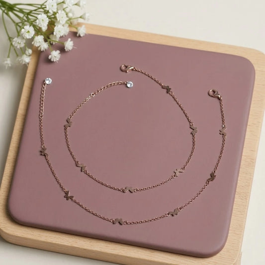 Delicate Tiny Butterfly Silver Anklet for Women