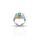 Silver Colourful Flower Leaf Ring