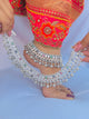 Traditional Ethnic Silver Payal with Multicolored Stone Accents