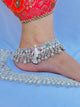 Traditional Ethnic Silver Payal with Multicolored Stone Accents