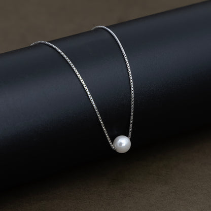 Dainty Silver Chain with Pearl Pendant