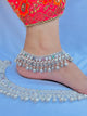 Traditional Ethnic Silver Payal with Multicolored Stone Accents