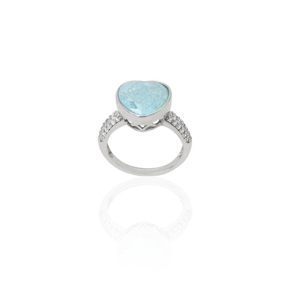 Elegant silver ring adorned with a sky blue heart gemstone, perfect for a feminine touch