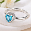 Blue Topaz Heart Silver Ring For Girls