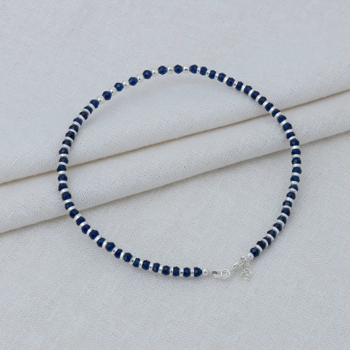 Luna Spacer Beads Silver Anklet