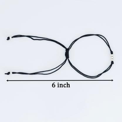 Triple Silver Bead Black Dhaga Anklet