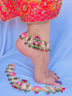 Colorful Silver Payal with Umbrella and Elephant Charms