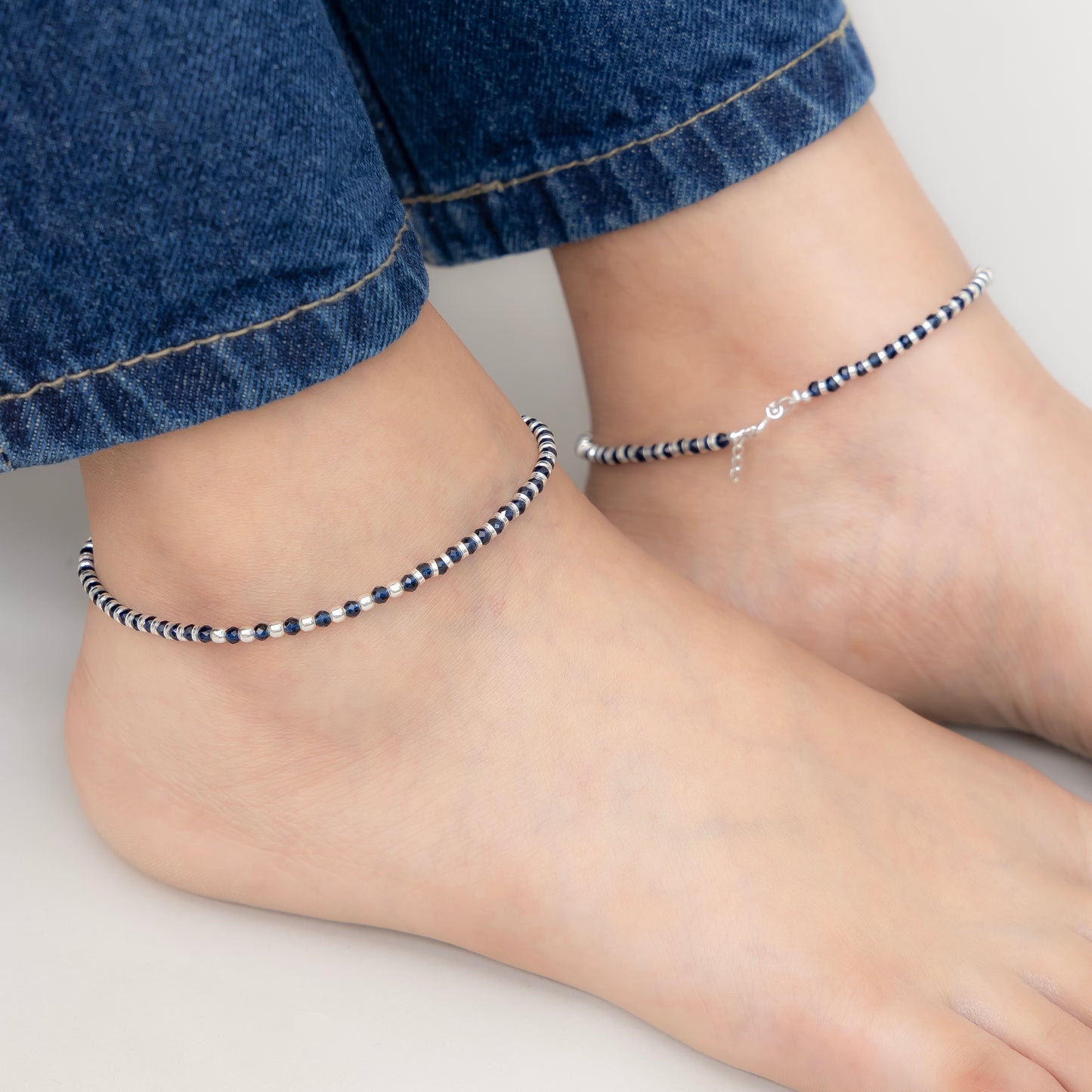 Luna Spacer Beads Silver Anklet