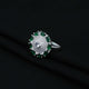 Silver Edge Green Stone Round Ring for Girls