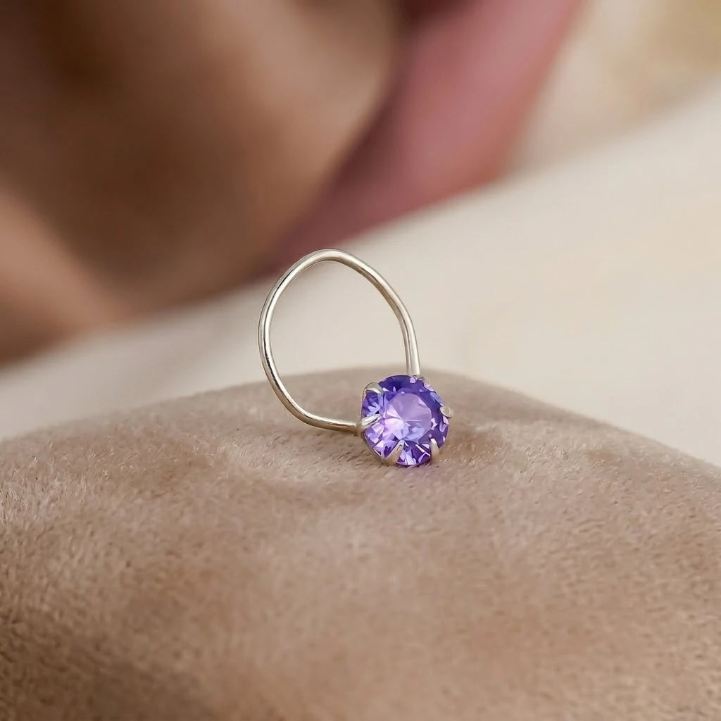 Modern Nose Pin with Octagon Gemstone Cut