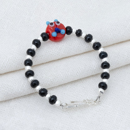 Red Playful Silver & Black Beaded baby Bracelet