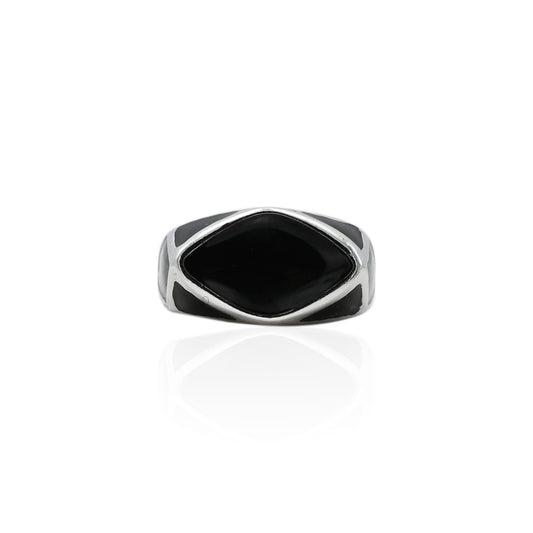 Silver Stylish Black And White Baby's Ring