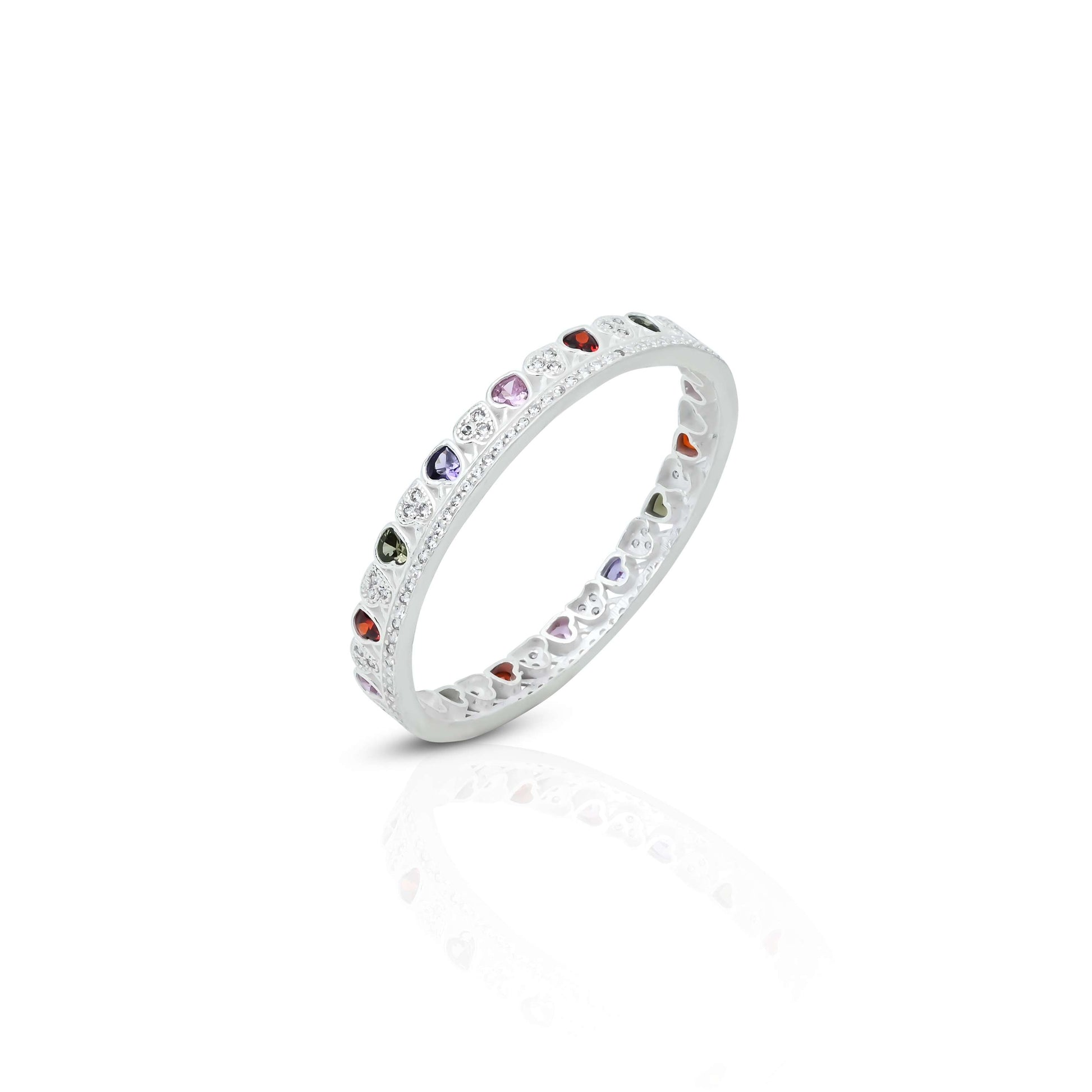 Silver Colorful Gem Stone Royal Design Chudi for Girls