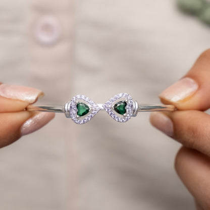 Elegant Silver Heart Ruby Stone Openable Bangle for Women