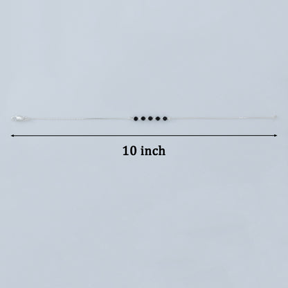 Black & Silver Beads Silver Anklet