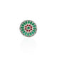 Silver Traditional Design Green Floral Ring