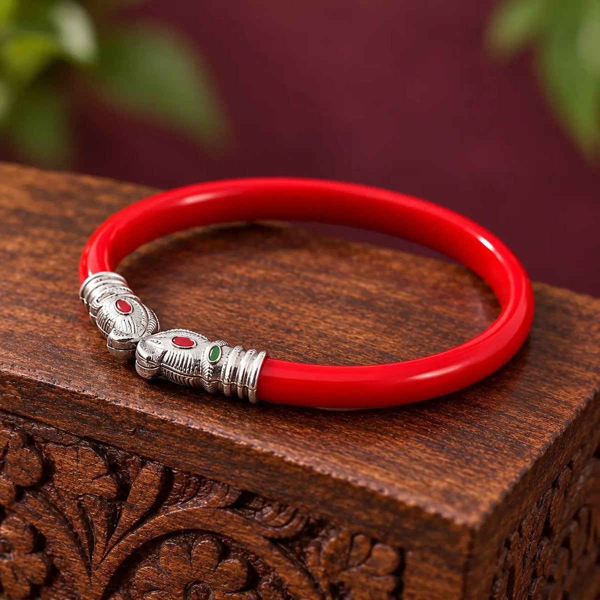 Gold Polish Premium Gajmukh Silver Bangles Multi-Color Edition