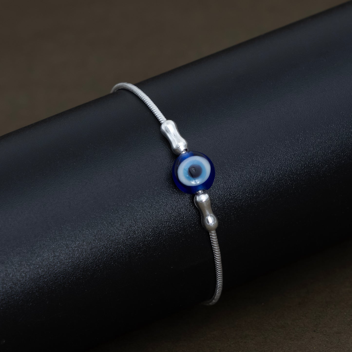 Minimalist Evil Eye Sterling Silver Bracelet