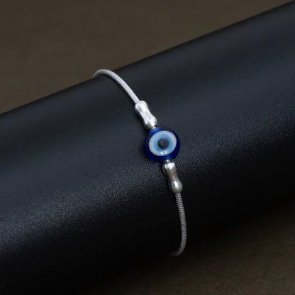 Minimalist Evil Eye Sterling Silver Bracelet