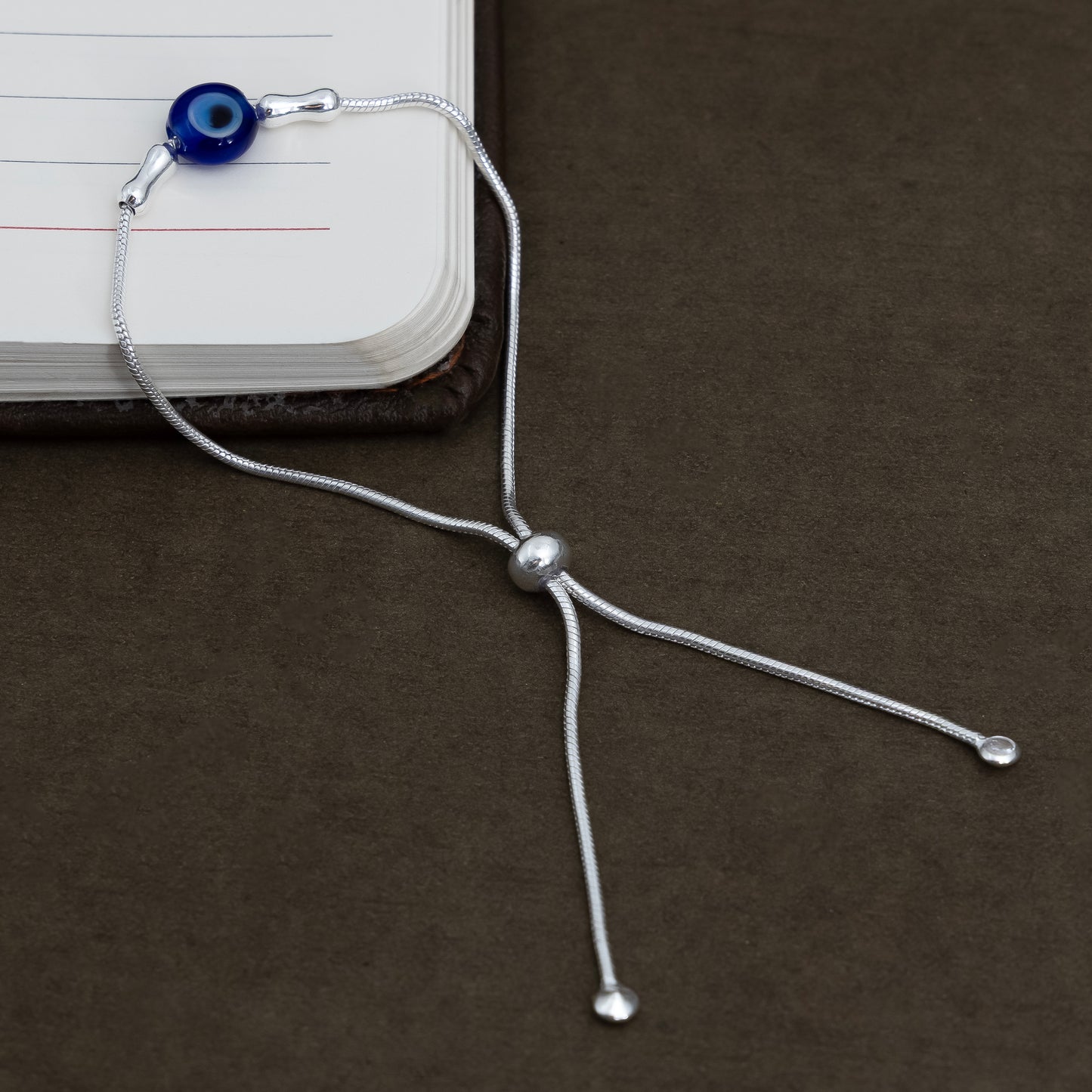 Minimalist Evil Eye Sterling Silver Bracelet