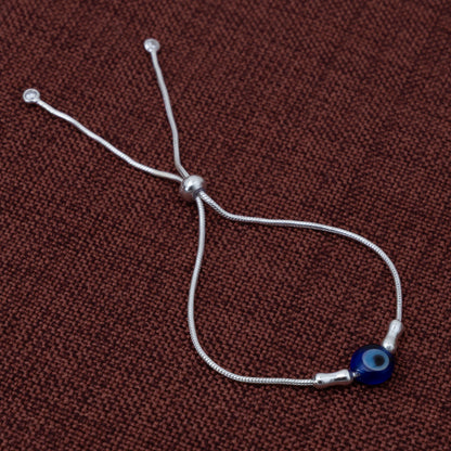 Minimalist Evil Eye Sterling Silver Bracelet