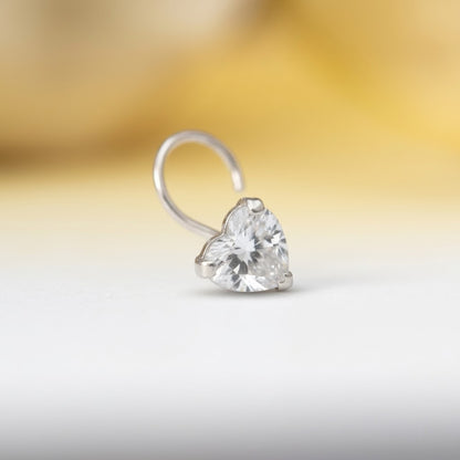Heart Shape Diamond Nose Pin for Women