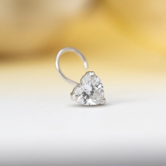 Heart Shape Diamond Nose Pin for Women