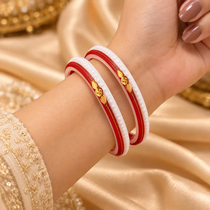 Gold Small Swastika Design Bangle Traditional Hindu Jewelry.