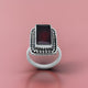 Sterling Silver Vintage Design with Rectangle Red Gem Stone Ring for Girls