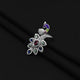 Sterling Silver Exquisite Multi-Gemstone Peacock Ring for Women