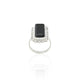 Elegant silver ring with a bold black rectangle gemstone for a modern touch