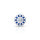 Silver ring for girls featuring a large flower design with small blue stones for a vibrant look