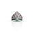 Silver Traditional Green Floral Design Mini Mukut