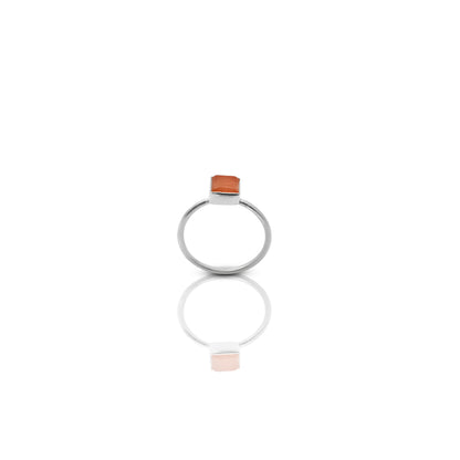 Charming Sterling Silver Ring for Girls Featuring an Orange Smoky Gemstone