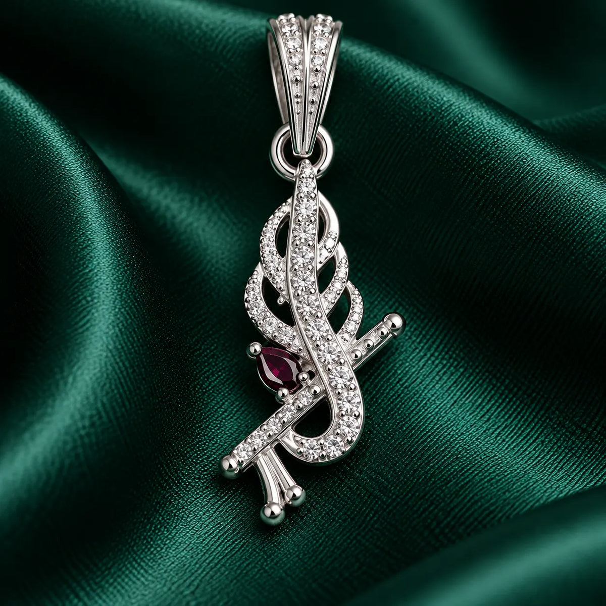 Minimal Spiritual Krishna Charm Pendant Silver Finish