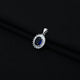 Silver Blue Oval Shape Gem Stone with CZ Gem stone Border Pendant for Girls