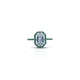 Elegant silver ring with emerald cut green and white stones.