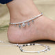 Silver Sea Shell Designs with Black and Silver Beads Anklet for Girls