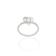 Close-up of a silver love promise ring, showcasing an elegant and heartfelt design