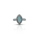 Elegant silver ring featuring a stunning aquamarine gemstone.