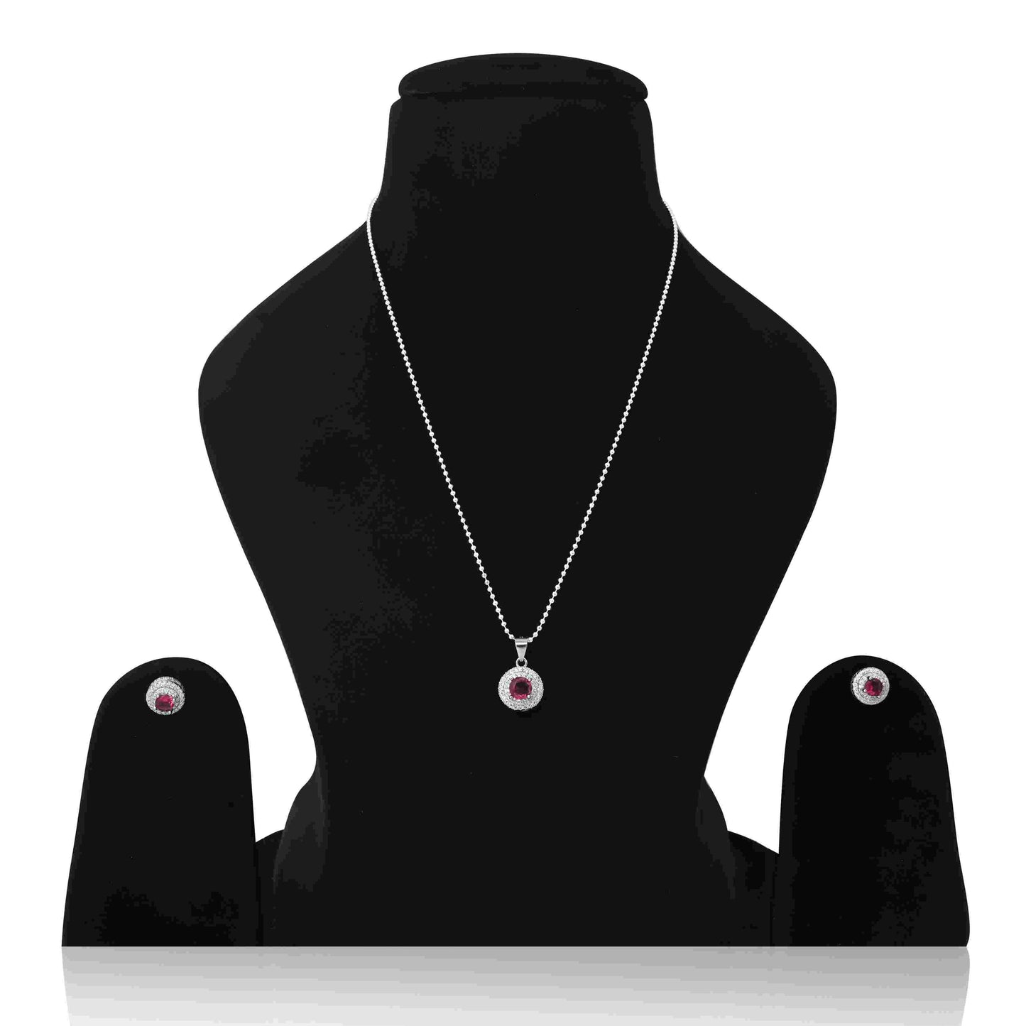 925 silver pendant featuring a pink gemstone at the center with a round shape for girls