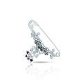 Expertly crafted silver saree pin with teardrop stones
