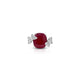 Red Gemstone with Butterfly Design Silver Ring