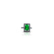 Silver ring featuring emerald green American diamond.