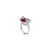 Red Gemstone with Butterfly Design Silver Ring