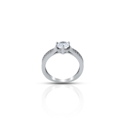 Stunning silver ring featuring a sparkling array of white American diamonds.