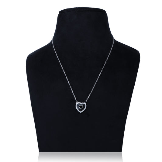 Sterling silver chain pendant featuring a bold black heart design