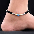 Golden beaded evil eye silver payal for her.