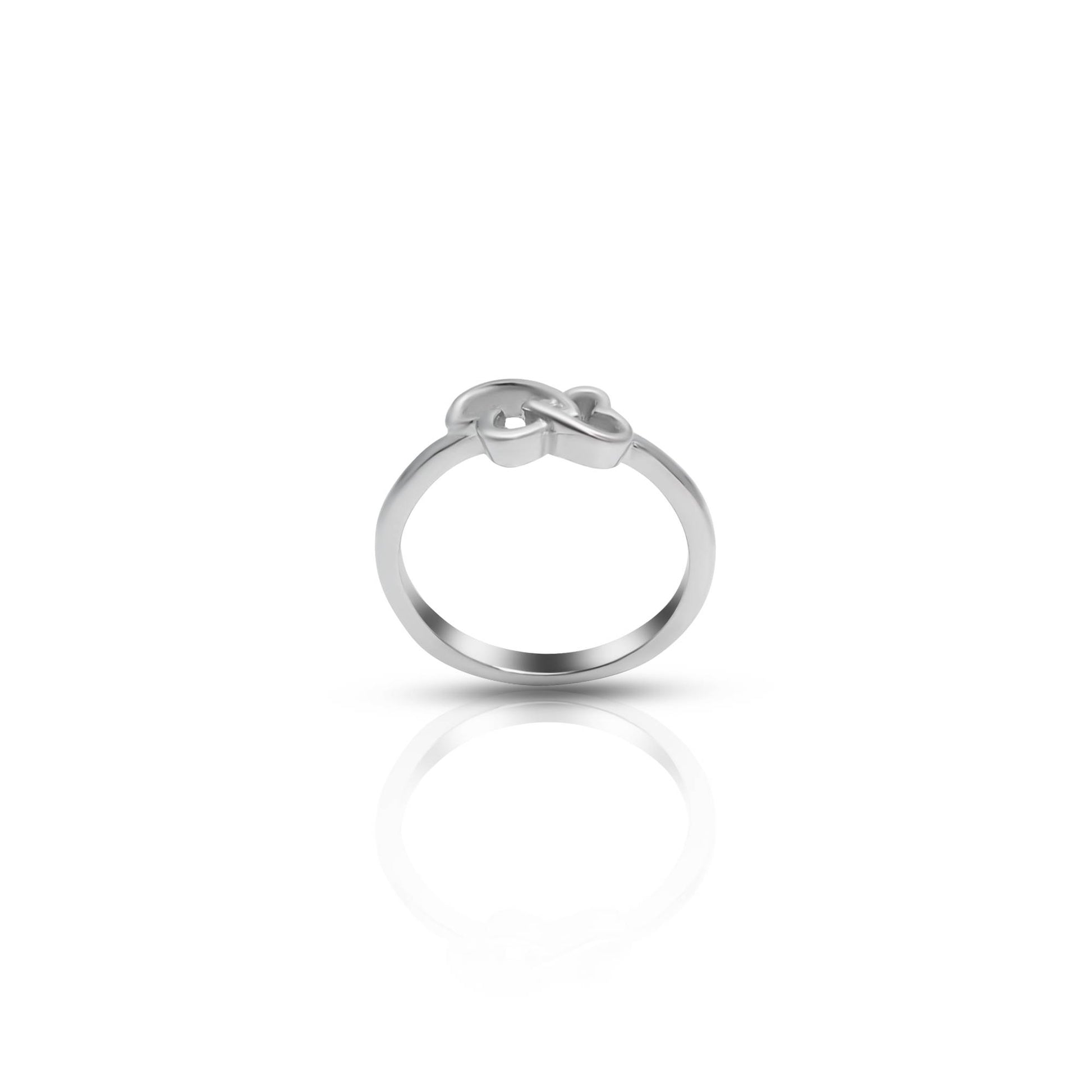 Elegant Sterling Silver Ring for Women with Intersecting Heart Design