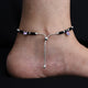 Sterling Silver combination of silver and Black Beads Anklet for Girls